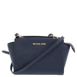 Selma leather handbag Michael Kors Navy in Leather - 28658275