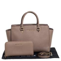 Pre Owned حقيبة ساتشل مايكل مايكل كورس سيلما جلد بني كبيرة