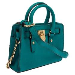 مملوكة مسبقًا MICHAEL Michael Kors Green Leather Mini Hamilton Crossbody Bag