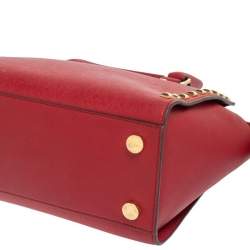 مملوكة مسبقًا حقيبة مايكل مايكل كورس "سيلما" جلد أحمر مرصعة متوسطة