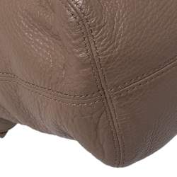 Pre Owned Michael Michael Kors Dark Beige Leather Jet Set Chain Hobo