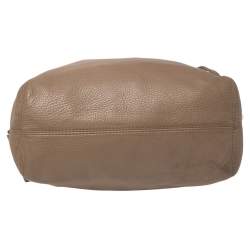 Pre Owned Michael Michael Kors Dark Beige Leather Jet Set Chain Hobo