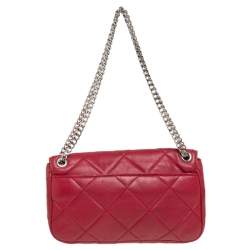 Pre Owned MICHAEL Michael Kors Red Leather Flap Shoulder Bag