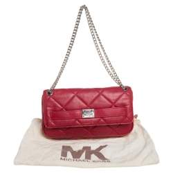 Pre Owned MICHAEL Michael Kors Red Leather Flap Shoulder Bag