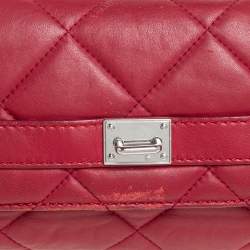 Pre Owned MICHAEL Michael Kors Red Leather Flap Shoulder Bag