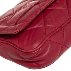 Pre Owned MICHAEL Michael Kors Red Leather Flap Shoulder Bag