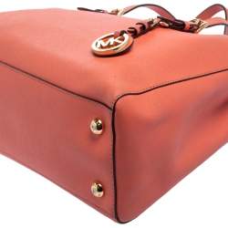 مملوكة مسبقًا MICHAEL Michael Kors Coral Saffiano Leather Medium Jet Set East West Tote 