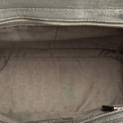 Pre Owned MICHAEL Michael Kors Metallic Silver Leather Medium Selma Satchel