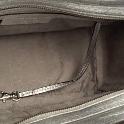 Pre Owned MICHAEL Michael Kors Metallic Silver Leather Medium Selma Satchel
