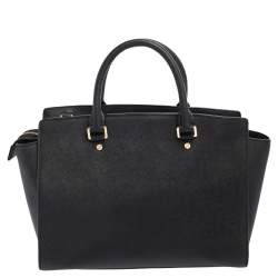 Pre Owned MICHAEL Michael Kors Black Saffiano Leather Large Selma Tote