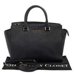 Pre Owned MICHAEL Michael Kors Black Saffiano Leather Large Selma Tote