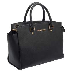 Pre Owned MICHAEL Michael Kors Black Saffiano Leather Large Selma Tote