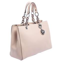 Pre Owned MICHAEL Michael Kors Beige Saffiano Leather Medium Cynthia Tote