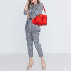 Pre Owned MICHAEL Michael Kors Red Leather Medium Hamilton East West Tote