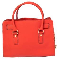 Pre Owned MICHAEL Michael Kors Red Leather Medium Hamilton East West Tote