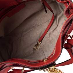 Pre Owned MICHAEL Michael Kors Red Leather Medium Hamilton East West Tote