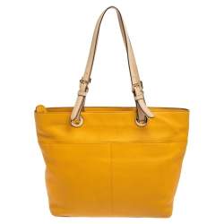 Pre Owned MICHAEL Michael Kors Mustard Soft Leather Bedford Tote