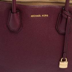 Pre Owned MICHAEL Michael Kors Plum Grained Leather Large Mercer Tote