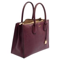 Pre Owned MICHAEL Michael Kors Plum Grained Leather Large Mercer Tote