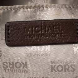Pre Owned حقيبة يد مايكل مايكل كورس جت ست جلد وكانفاس شعار بني/ بيج