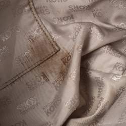 Pre Owned حقيبة يد مايكل مايكل كورس جت ست جلد وكانفاس شعار بني/ بيج