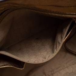 Pre Owned حقيبة ساتشل مايكل مايكل كورس سيلما جلد ذهبي ميتاليك كبيرة