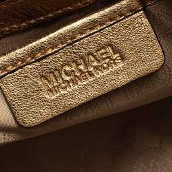 Pre Owned حقيبة ساتشل مايكل مايكل كورس سيلما جلد ذهبي ميتاليك كبيرة