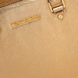 Pre Owned حقيبة ساتشل مايكل مايكل كورس سيلما جلد ذهبي ميتاليك كبيرة