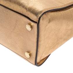 Pre Owned حقيبة ساتشل مايكل مايكل كورس سيلما جلد ذهبي ميتاليك كبيرة