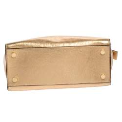 Pre Owned حقيبة ساتشل مايكل مايكل كورس سيلما جلد ذهبي ميتاليك كبيرة