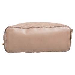 Pre Owned MICHAEL Michael Kors Beige Quilted Leather Large Cindy Dome CrossBody Bag