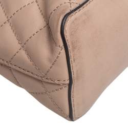 Pre Owned MICHAEL Michael Kors Beige Quilted Leather Large Cindy Dome CrossBody Bag