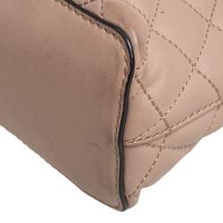 Pre Owned MICHAEL Michael Kors Beige Quilted Leather Large Cindy Dome CrossBody Bag