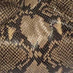 Pre Owned Michael Michael Kors Beige/Black Python Effect Leather Fulton Hobo