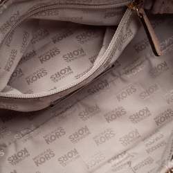 Pre Owned MICHAEL Michael Kors Burgundy Signature Patent Leather Logo Charm Satchel