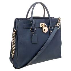 Pre Owned MICHAEL Michael Kors Blue Leather Hamilton Tote