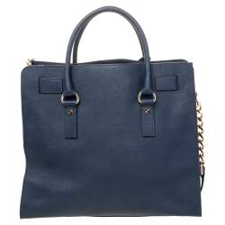 Pre Owned MICHAEL Michael Kors Blue Leather Hamilton Tote