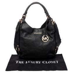 Pre Owned Michael Michael Kors Black Leather Bedford Hobo