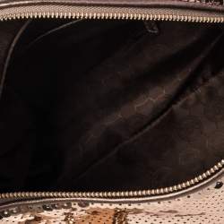 Pre Owned MICHAEL Michael Kors Gold Sequins and Leather Medium Grayson Boston Bag