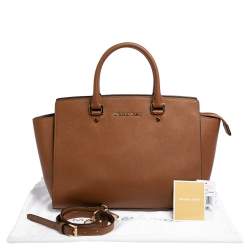 Pre Owned MICHAEL Michael Kors Brown Saffiano Leather Large Selma Tote