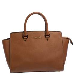 Pre Owned MICHAEL Michael Kors Brown Saffiano Leather Large Selma Tote