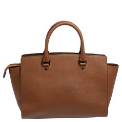 Pre Owned MICHAEL Michael Kors Brown Saffiano Leather Large Selma Tote
