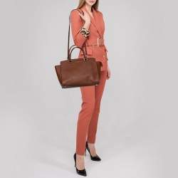 Pre Owned MICHAEL Michael Kors Brown Saffiano Leather Large Selma Tote