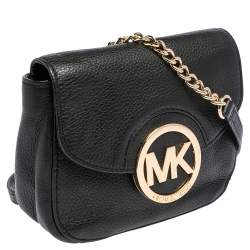 مملوكة مسبقًا Michael Michael Kors Black Leather Fulton Crossbody Bag