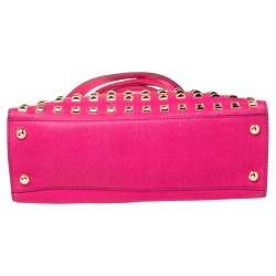 Pre Owned MICHAEL Michael Kors Pink Leather Large Studded Hamilton Tote 