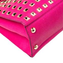 Pre Owned MICHAEL Michael Kors Pink Leather Large Studded Hamilton Tote 