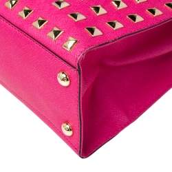 Pre Owned MICHAEL Michael Kors Pink Leather Large Studded Hamilton Tote 