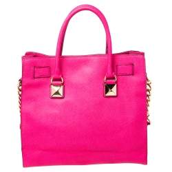Pre Owned MICHAEL Michael Kors Pink Leather Large Studded Hamilton Tote 