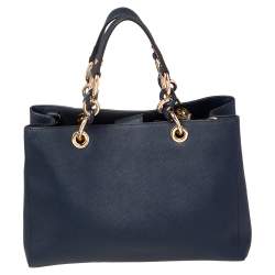 Pre Owned حقيبة يد توتس مايكل مايكل كورس سينثيا جلد  أزرق داكن متوسطة