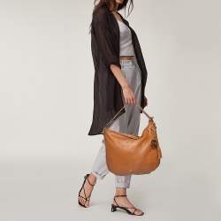 Pre Owned MICHAEL Michael Kors Brown Leather Tassel Hobo